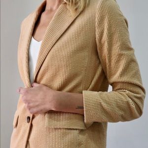 & Other Stories Peach Striped Corduroy Blazer